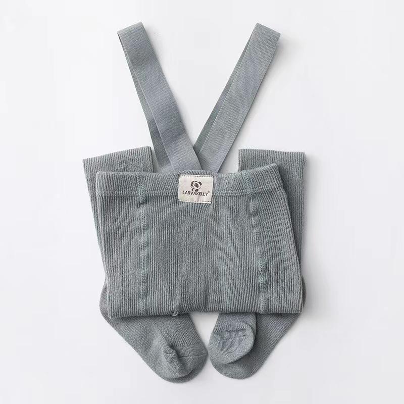 

Детские однотонные колготки на подтяжках для девочек, весна-осень, для маленьких девочек и мальчиков, с высокой талией, с перекрещивающимися лямками, леггинсы, колготки L серый