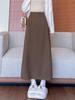 Woolen Korean Style Mid-Length A-line Skirt for Women - Autumn/Winter, Warm, Loose Fit, Hip-Hugging Split Design