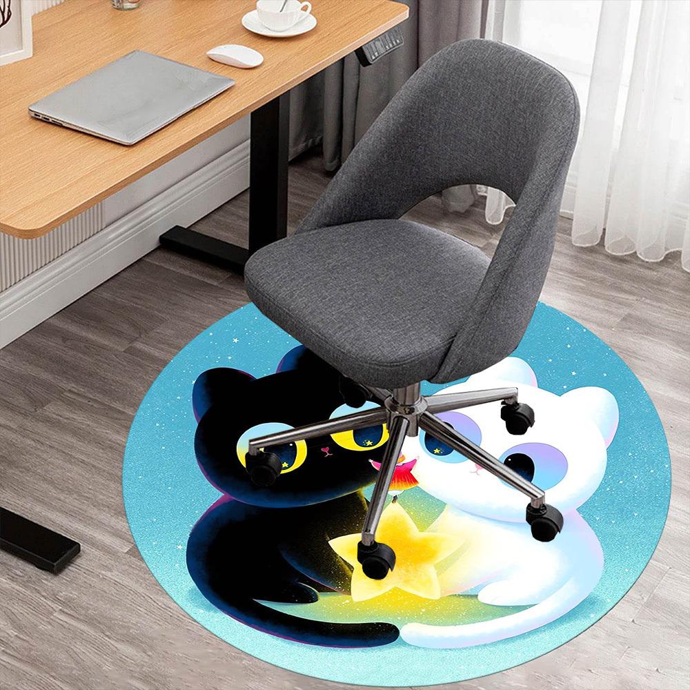 

1pc cat star Round Chair mat Area Rug - Non-Slip, Floor Mat for Office, Bedroom, and Indoor Decor -1002193 80cm by 80cm