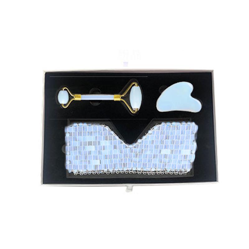 Rose Quartz Obsidian Jade Eye Mask Massager Natural Jade Roller Gua Sha Gouache Scraper Facial Lift Beauty Skincare Massage Tool