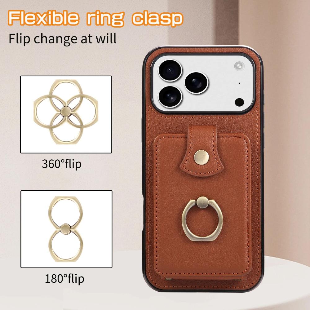 Strap Crossbody Leather Phone Case for iPhone 17 Pro Max Air 17E 16E 16 Plus 15 Pro 14 13 Mini 12 11 Ring Card Holder Bag Cover