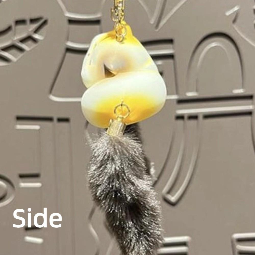 Animals Couple Cat Key Chain Pom Accessories Mink Fur Cat Keyring Soft Long Tail Cat Pendant  Women