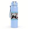 1PC Retro Retro Skateboard Collage Print 750ml Colorful Plastic Sports Water Bottle Leakproof Pop Up Lid with Straw for Outdoor Work Home Use