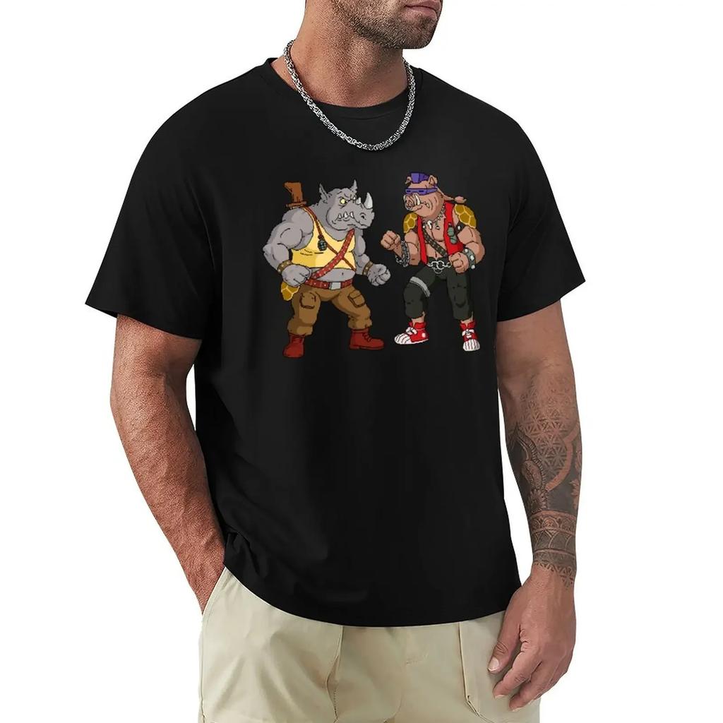 Kawaii Kleidung Sweat Oversize T-Shirt Herren Neue Mode Schwergewicht Kragen Streetwear Bebop Rocksteady - Lustiges T-Shirt mit großem Aufdruck