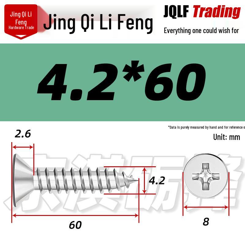 304 Stainless Steel Countersunk Self-Tapping Screw for Furniture & Outdoor Construction (GB/T 846)