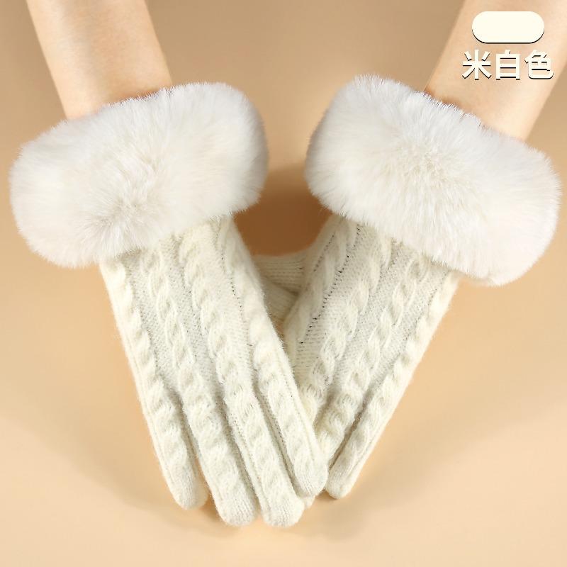 Winter women's knitted gloves simple fashion office warm gloves windproof cycling outdoor gloves