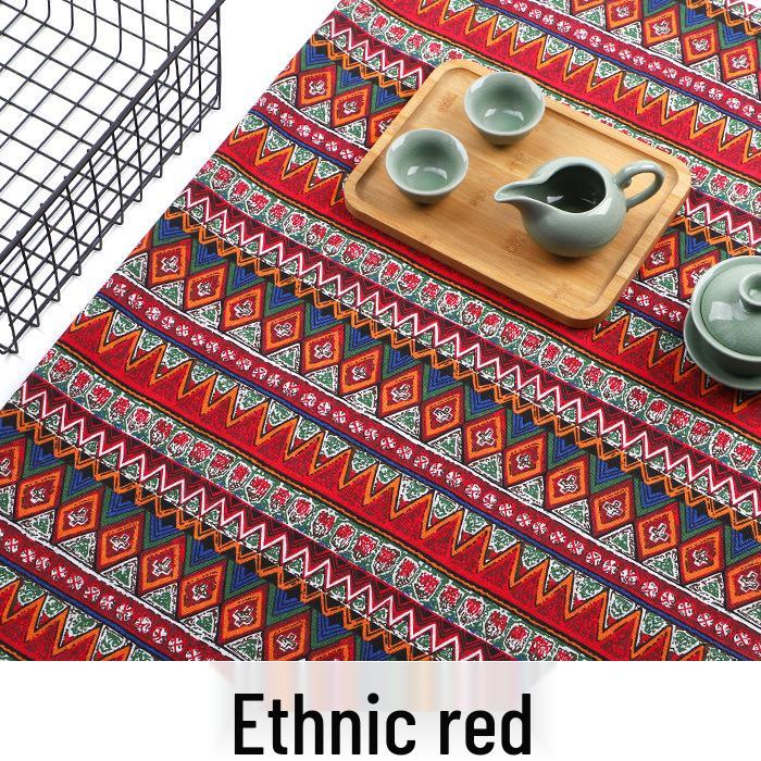Japanese Ethnic Geometric Wave Print Cotton Linen Fabric for Sofa Cushions & Tablecloths