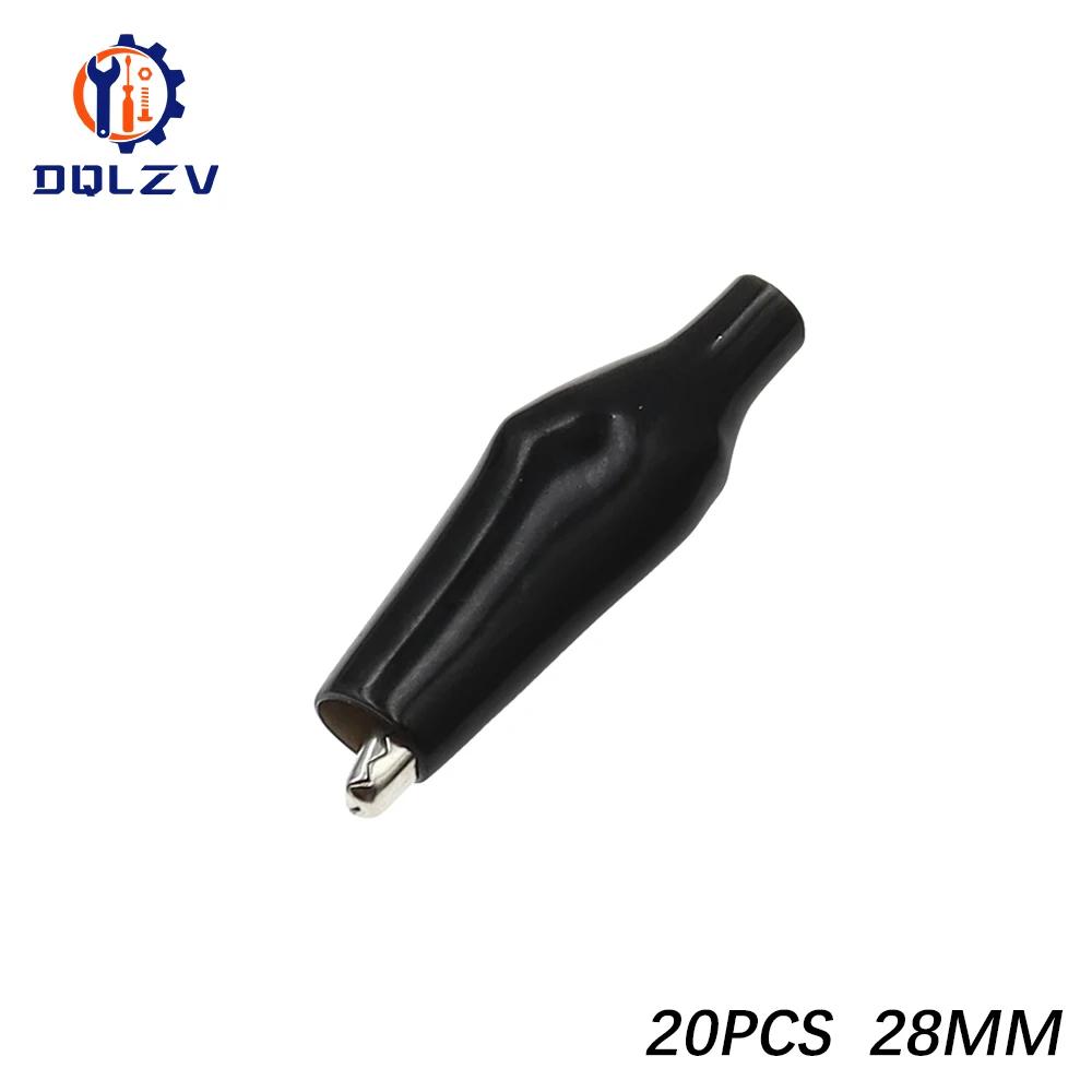 20PCS 28MM 35MM 45MM Metal Alligator Clip Crocodile Electrical Clamp Testing Probe Meter Black Red Plastic DIY Car Auto Battery