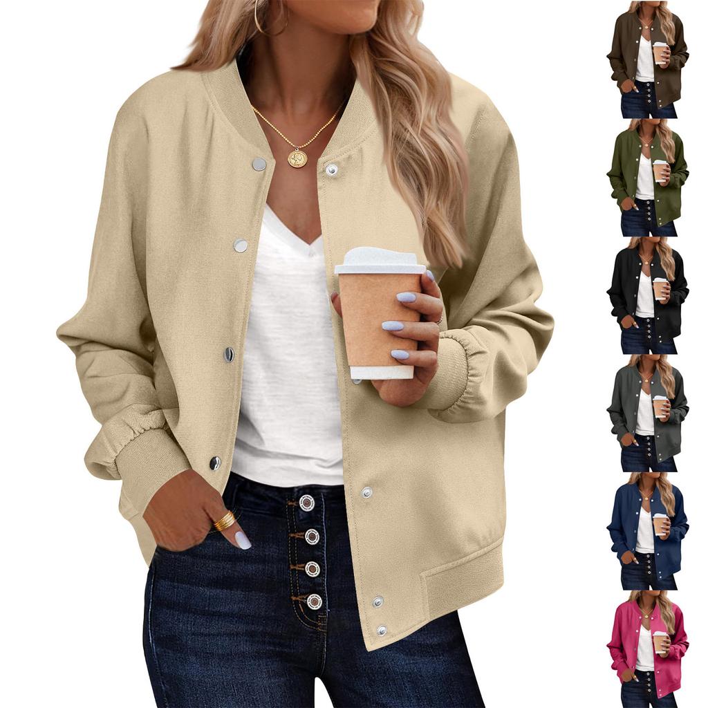 Women's Casual Loose Fit Long Sleeve Hoodie Jacket with Stand Collar for Street