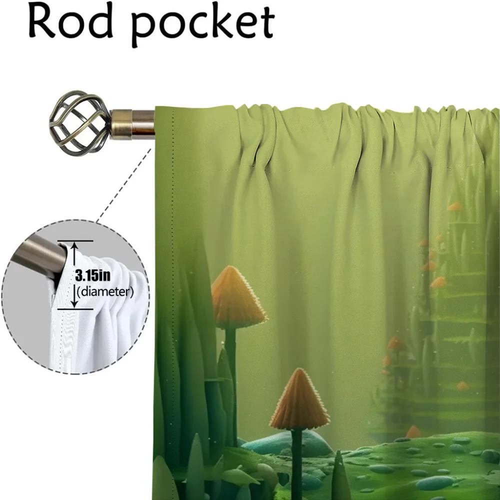 Decoração de Halloween Partição Mundial Cogumelo Cortinas para Sala de Estar Cortina para Quarto 2 Painéis Cortinas Interiores para Casa