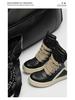 2024 Autumn/Winter Men's Trendy Genuine Leather High-Top Black & White Thick-Soled Boots