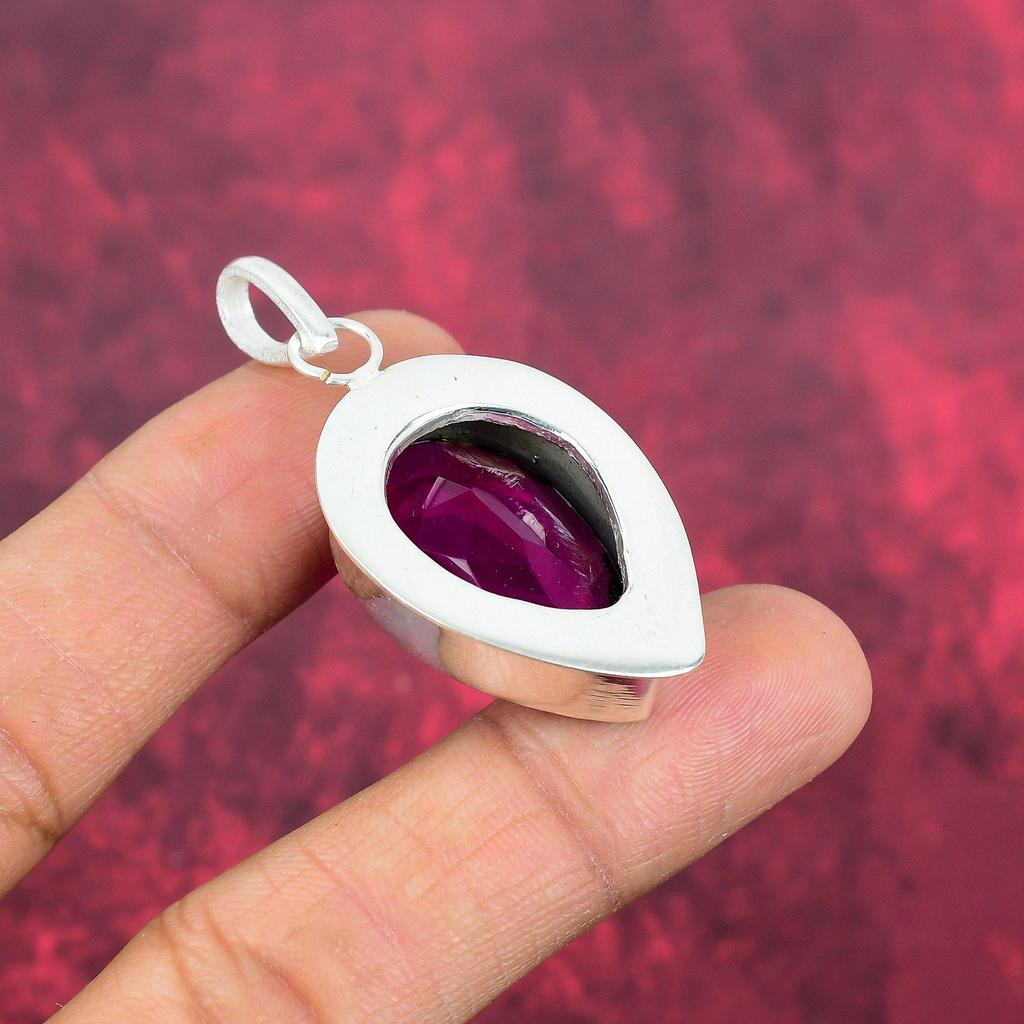 Pink Amethyst Pendant, Handmade Gemstone Pendant, 925 Sterling Silver Pendant Unique Design Jewelry