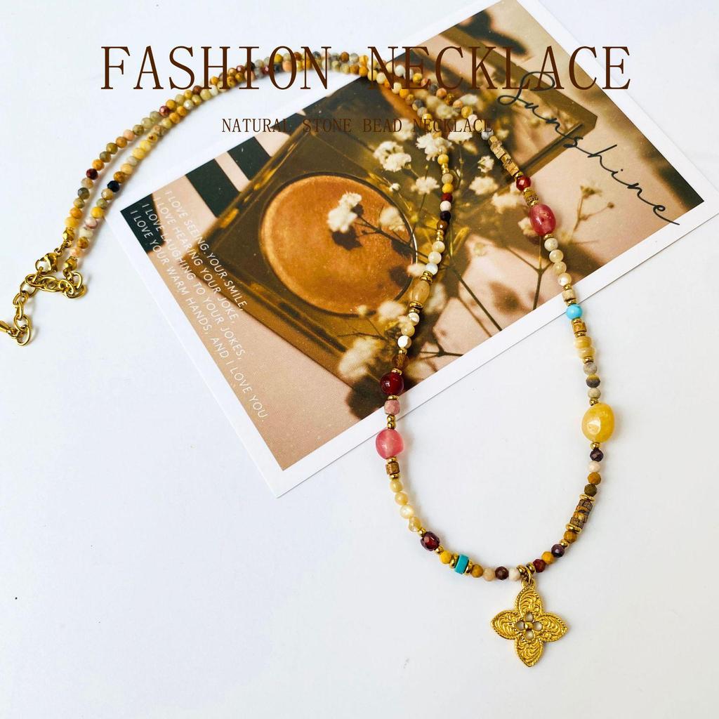Honey 2025 Autumn/Winter Long Sweater Necklace with Natural Stone Beads - Versatile Women's Style