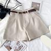 Women Suit Shorts High Waist Zipper Fly Solid Color Casual Suit Shorts with Pockets Versatile Summer Shorts