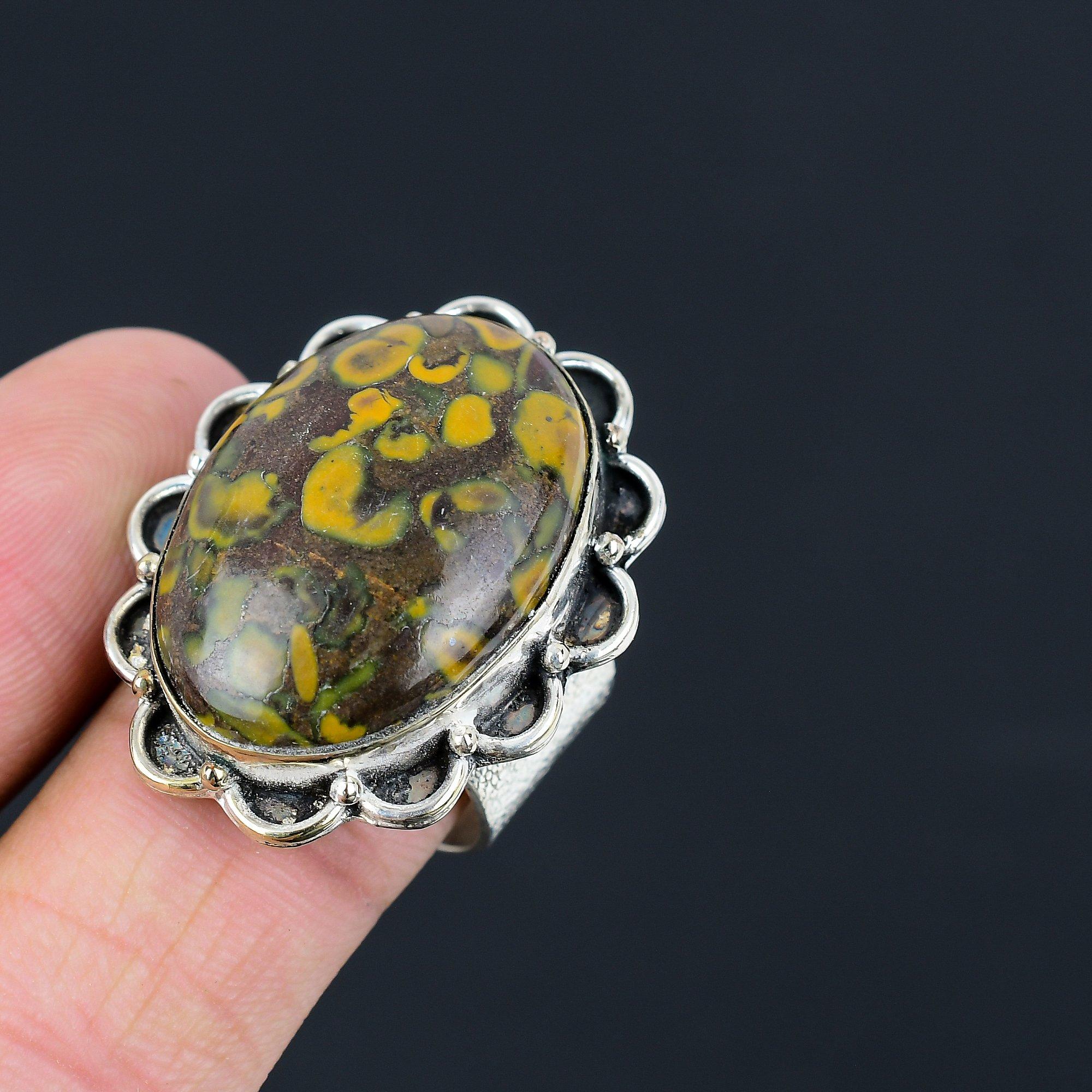 Sisters Day Sale 925 Silver Fruit Jasper Gemstone Engagement Promise Ring US 9.5 9.5