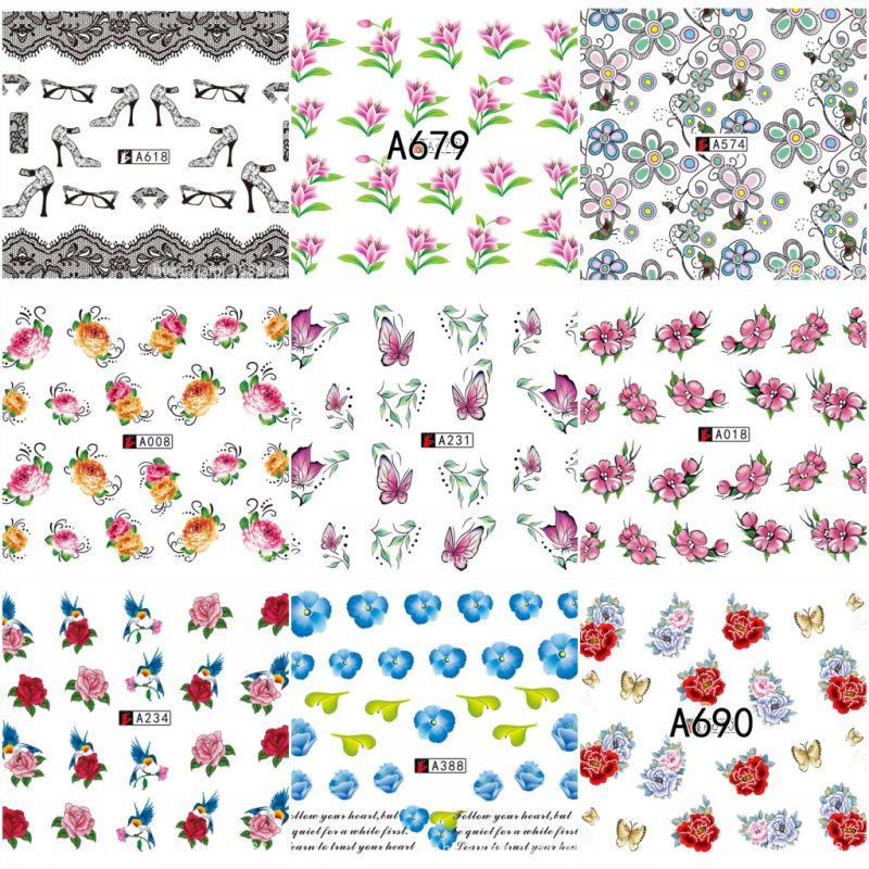 50 Sheets 3D DIY Nail Art Water Transfer Floral Manicure Tips Nail Sticker Decoration