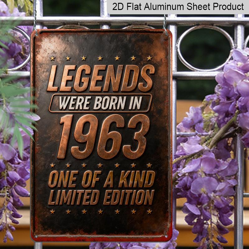 2D Flat, 1pc Vintage 1963 Limited Edition Legend Wall Plaque - 7.87x11.81inch Rustic Aluminium Wall-Mounted Sign Suitable for Study, Studio
