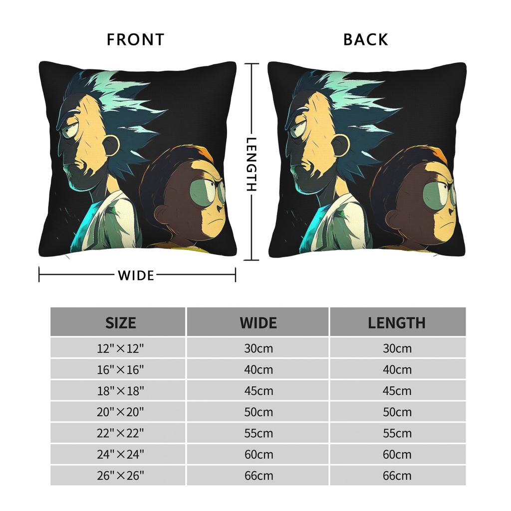 Ricked and Mortys Pillow Cover  Retro Trendy Pillow Case For Sofa Couch Bed Living Room Print Pillowcases Birthday Present