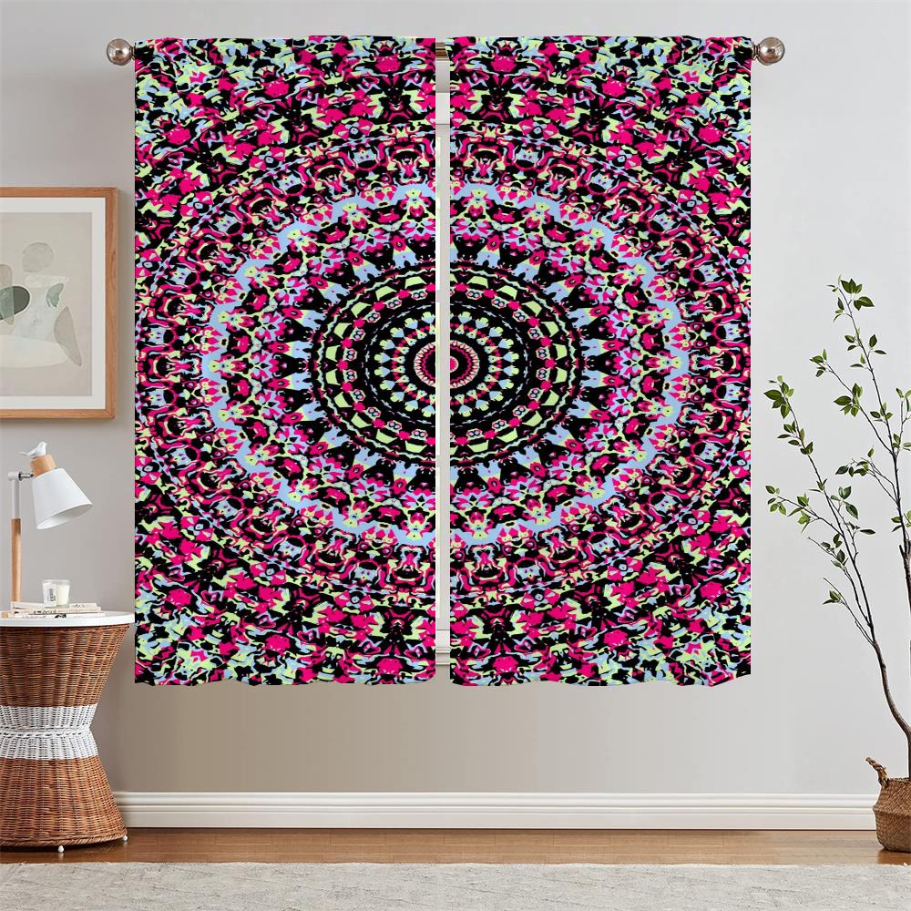 Trippy Vibrant Mandalas Kitchen Curtains for Bedroom Decoration Curtains Living Room Window Curtain Tiebacks Tulle In Kitchen