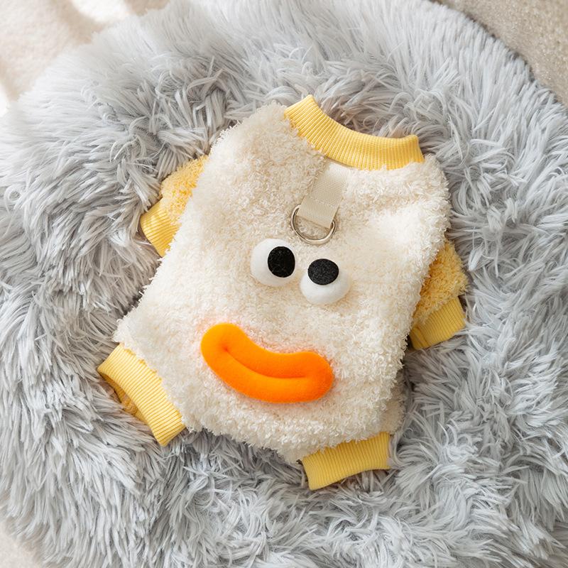 Dog Quad Funny Sausage Mouth Warm Small Bigbear Teddy Flannel Traction Pet Clothing