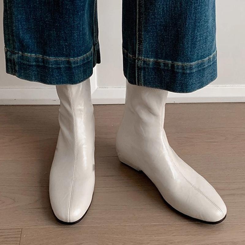 Enkellaarzen voor Dames Platte Mode Leren Schoenen Winter Nieuwe Chelsea Boots Loop Trend Elegante Jurk Gezellige Femme Laarzen 39 gray