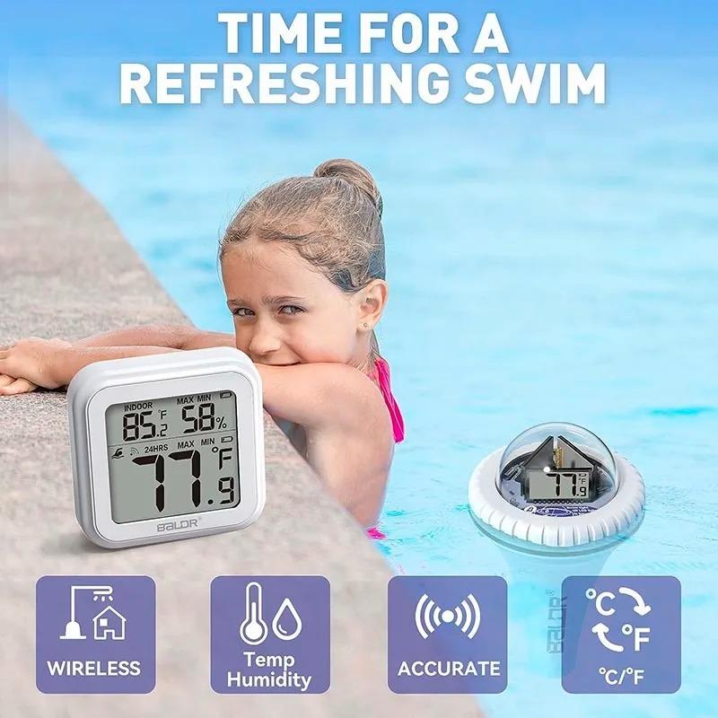 Thermomètre Piscine Numérique Sans Fil – Émetteur Flottant Étanché + Récepteur LCD – Température Eau Précise Pour Piscine, Spa, Aquarium