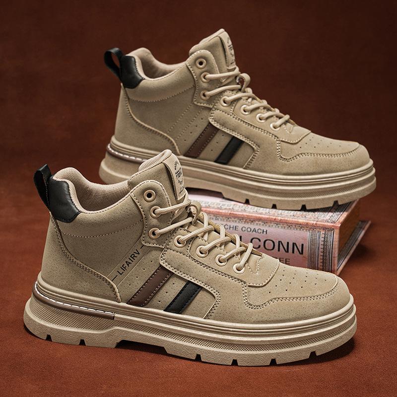 

Мужские кеды с высоким верхом весна и осень 2025 новая ретро-модель мужская спортивная и повседневная рабочая обувь на толстой подошве износостойкая обувь для скейтборда 44