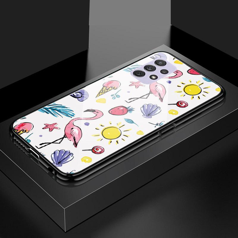 

Популярный глянцевый чехол с розовым фламинго, противоударный чехол из закаленного стекла для Samsung Samsung A01