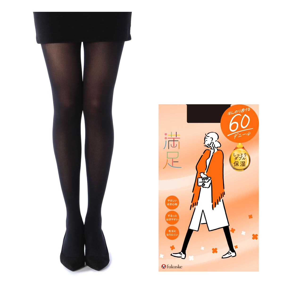 60 denier tights by Fukusuke [Satisfied] чёрный