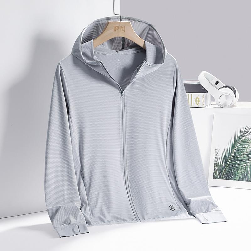 Men's Summer Hooded Lightweight Breathable Quick-Dry Jacket Thin-Fit Sports Outdoor Sun Protection Shirt