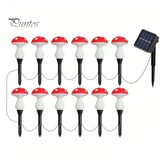 

Грибной солнечный светильник Мягкое свечение Автоматическая зарядка Простая установка Уличная водонепроницаемая солнечная лампа Украшение сада 12pcs