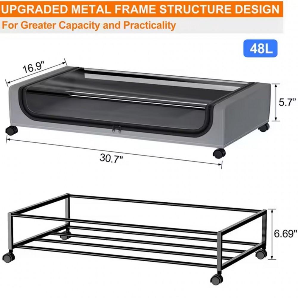 Large Capacity Underbed Storage Box Bed Bottom Shelf with Wheels Quilts Clothing Shoes Storage Multifunctional Storage Box
