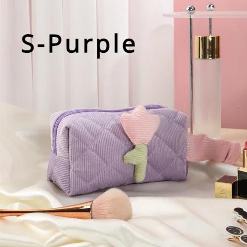 

Усовершенствованная вельветовая косметичка, симпатичная маленькая женская сумка для хранения, портативная косметичка большой емкости, портативные косметички S-Purple