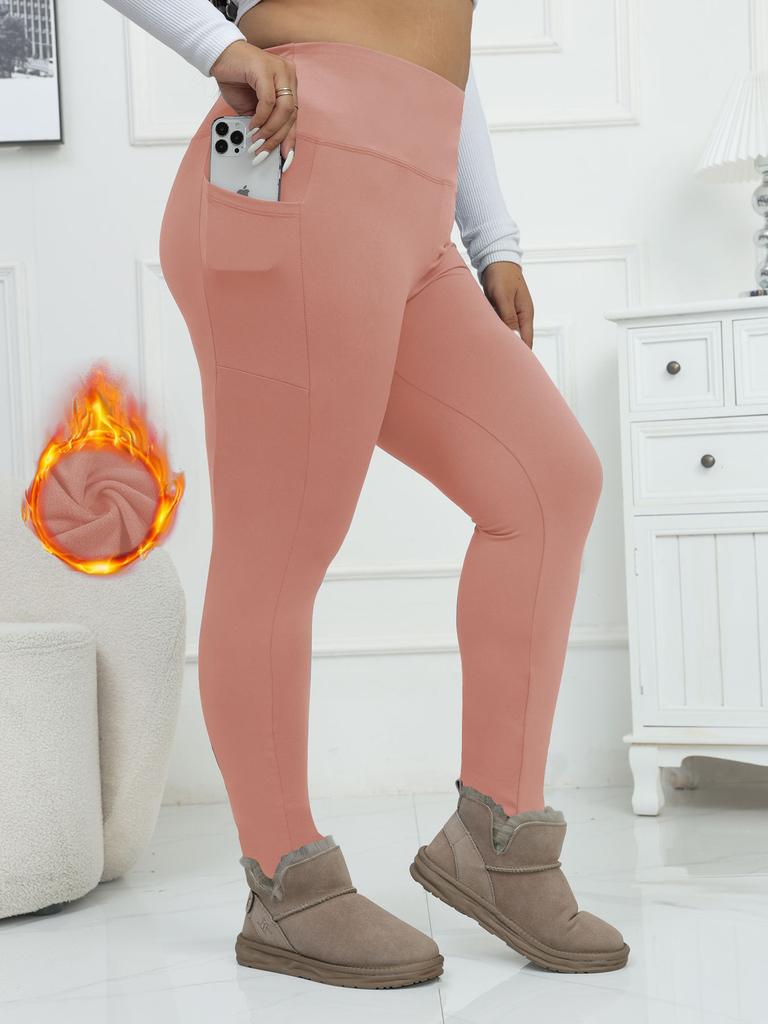 Plus Size Autumn and Winter Velvet Yoga Pants Women's High Waist Nine-point Fitness Winter Yoga Pants with Pockets