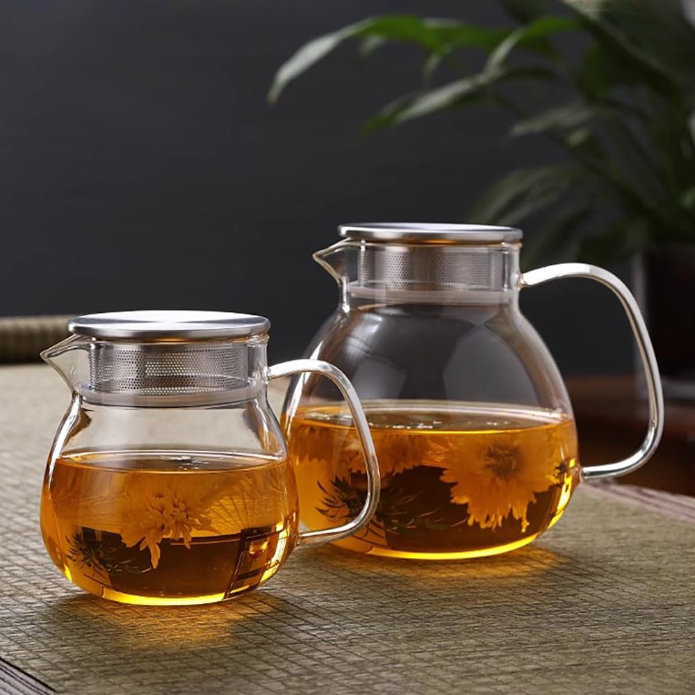 Nishida Teapot & Mugs (2 or 4-Piece Set), Heat-Resistant Glass with Strainer, Dishwasher Safe, Stylish, Simple, Nordic Design, Gift, Pitcher, Water