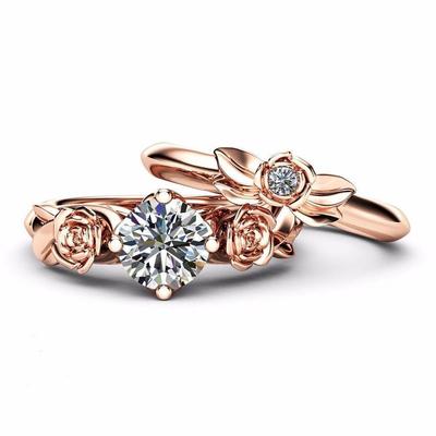Anel Coração Zircônia Pêssego Rosa com Diamante Gota para Mulheres