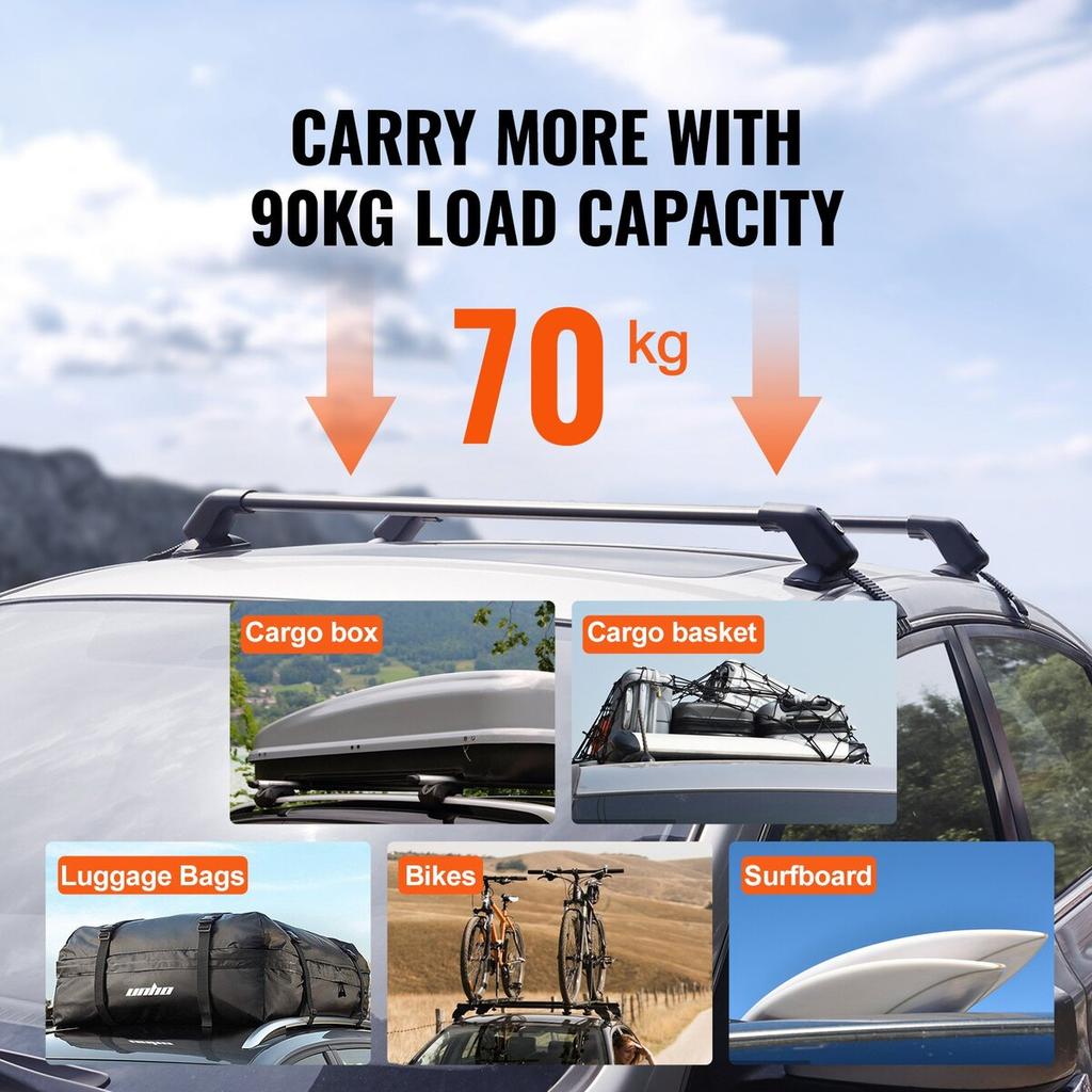 Universal Roof Rack Crossbar for Naked Roof Vehicle Aluminum with Lock