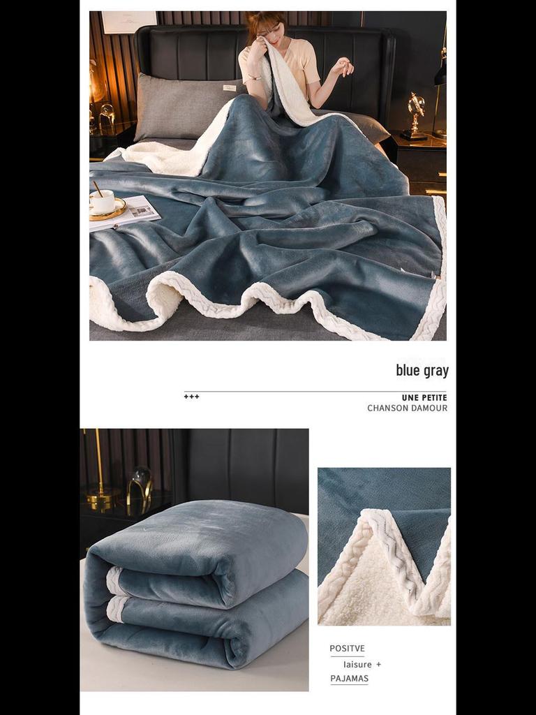 Taffeta Composite Lamb and Milk Fleece Blanket - Multifunctional Gift for Napping and More