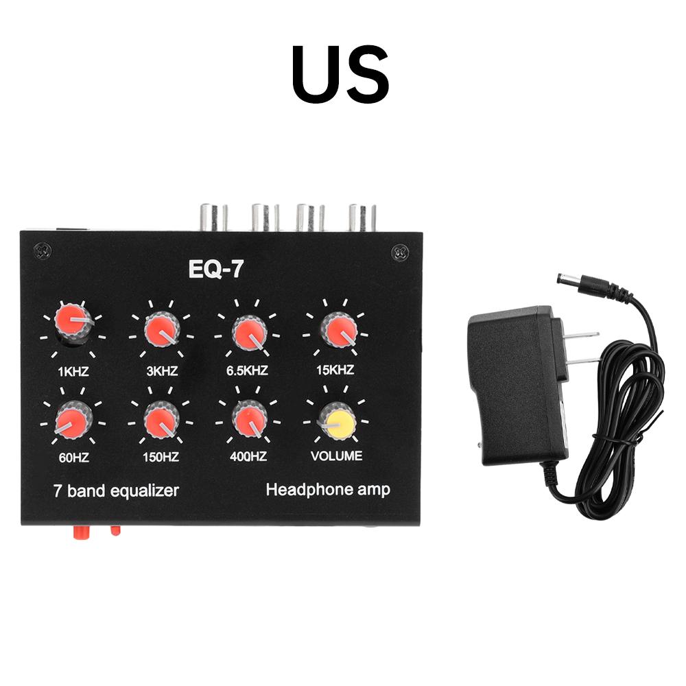 EQ-7 Audio Signal Preamplifier 7 Band Equalizer Adjust High School Bass Sound Phone Computer Headphone Amplifier DC US Plug