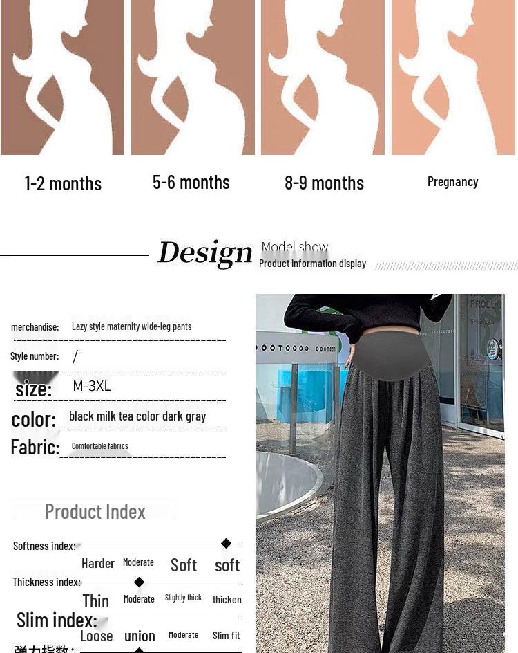 Maternity Wide-Leg Belly Support Pants - Autumn/Winter Fashion, Plus Velvet