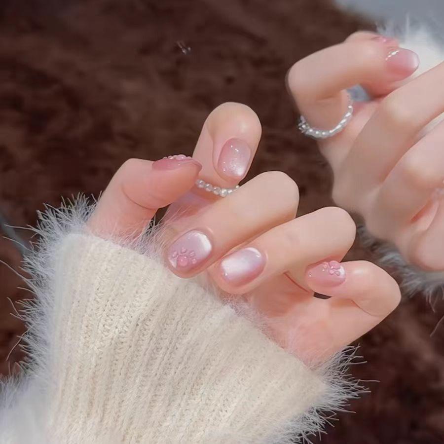10 pieces of prefabricated armor, cat eye wearing armor, cute cat paw wearing nail, high-end summer fake nails
