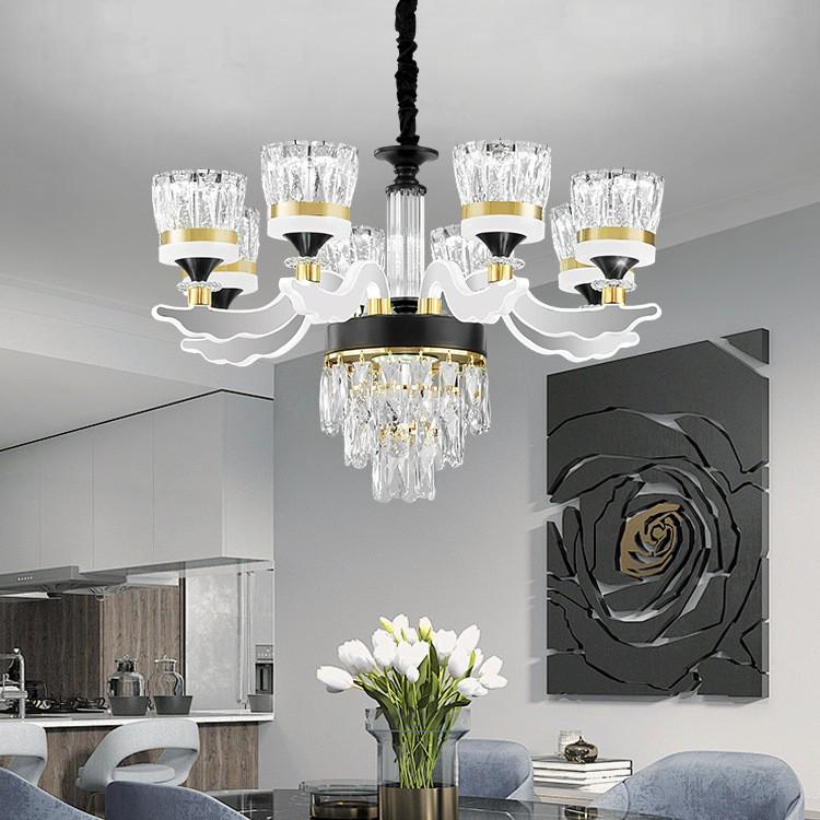 Chinese Style Luminous Crystal Chandelier: Modern Luxury Lighting for Living Rooms and Halls