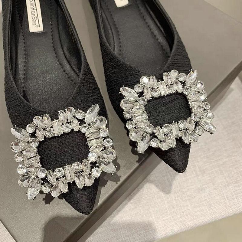 Mode Flats Damskor 2025 Vår Höst Nya Casual Spetsig Tå Mocka Låg Utskuren Sko Allmatch Damer Stor Storlek 43 44