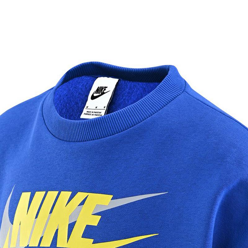 Nike Sportovní oblečení Icon Fleece Mikina s logem s písmeny Crewneck Dlouhý rukáv Dětská mikina Game-Royal DX5140-480