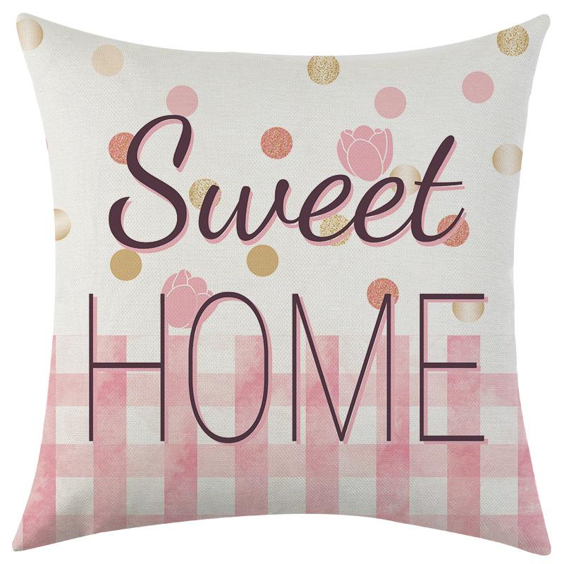 New Sweet Spring Linen Print Pillowcase Car Sofa Lumbar Pillow Cushion