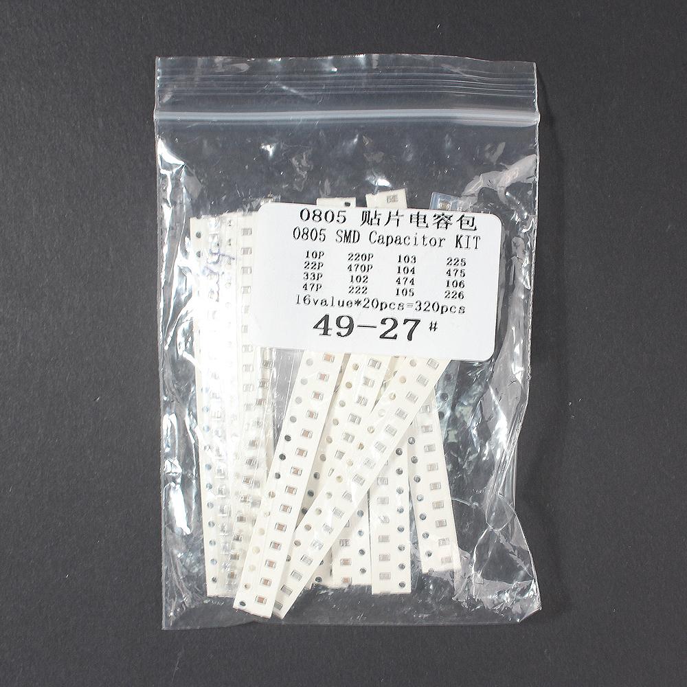 320PCS 0805 Kit de condensatori ceramici SMD 16 valori 10P~226M Pachet de componente electronice Set asortat de condensatori 0,01uF 0,1uF 1uF