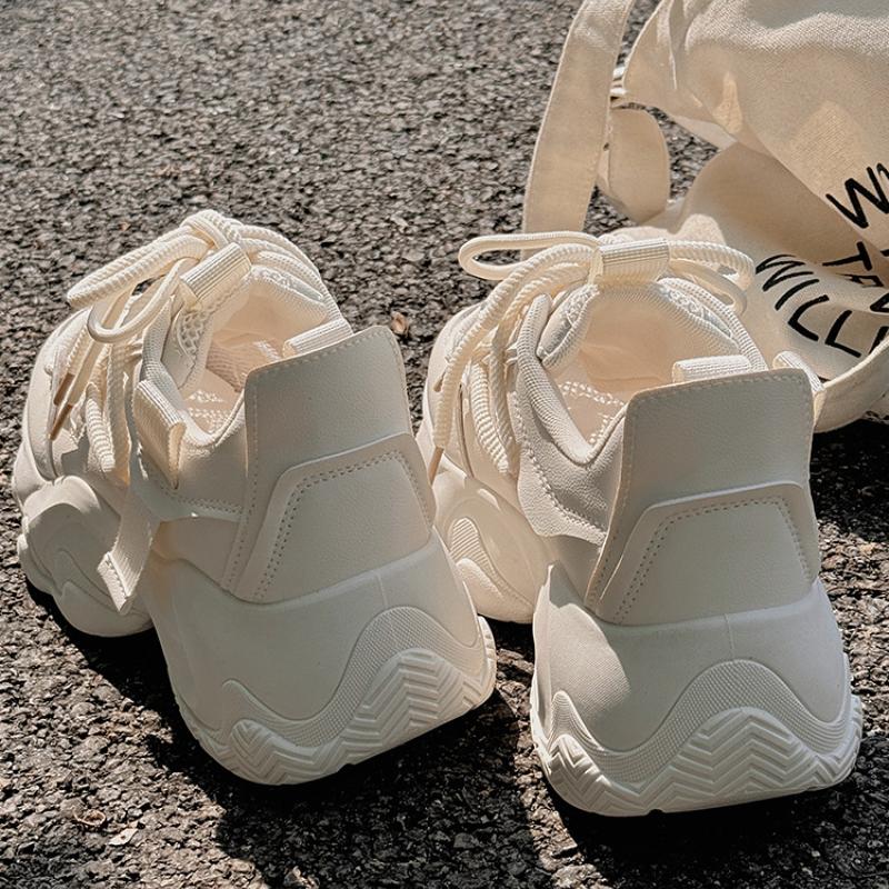 Fashion Trendy Breathable Women's Shoes 2024 New Summer Mesh Breathable Sports Thick Sole Versatile White Shoes Zapatillas De Mujer