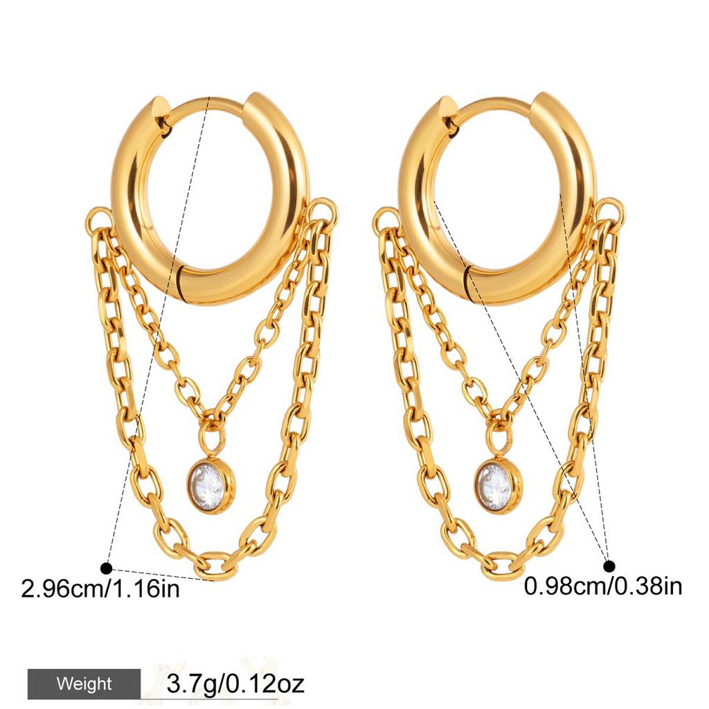 Yori Delicate Cubic Zirconia Geometric Hoop Earrings 18K Gold PVD Plated Popular Daily Classy Waterproof Jewelry Accessory