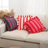 Striped Pillow Case Lotus Leaf Skirt Edge Bedding Pillow Cover  Bedroom Living Room