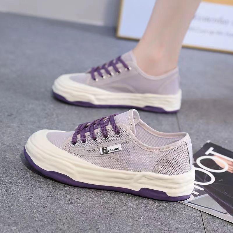 Spring and summer thick-soled women's board shoes mesh surface breathable and comfortable leisure sports trend women's shoes low-top versatile whit